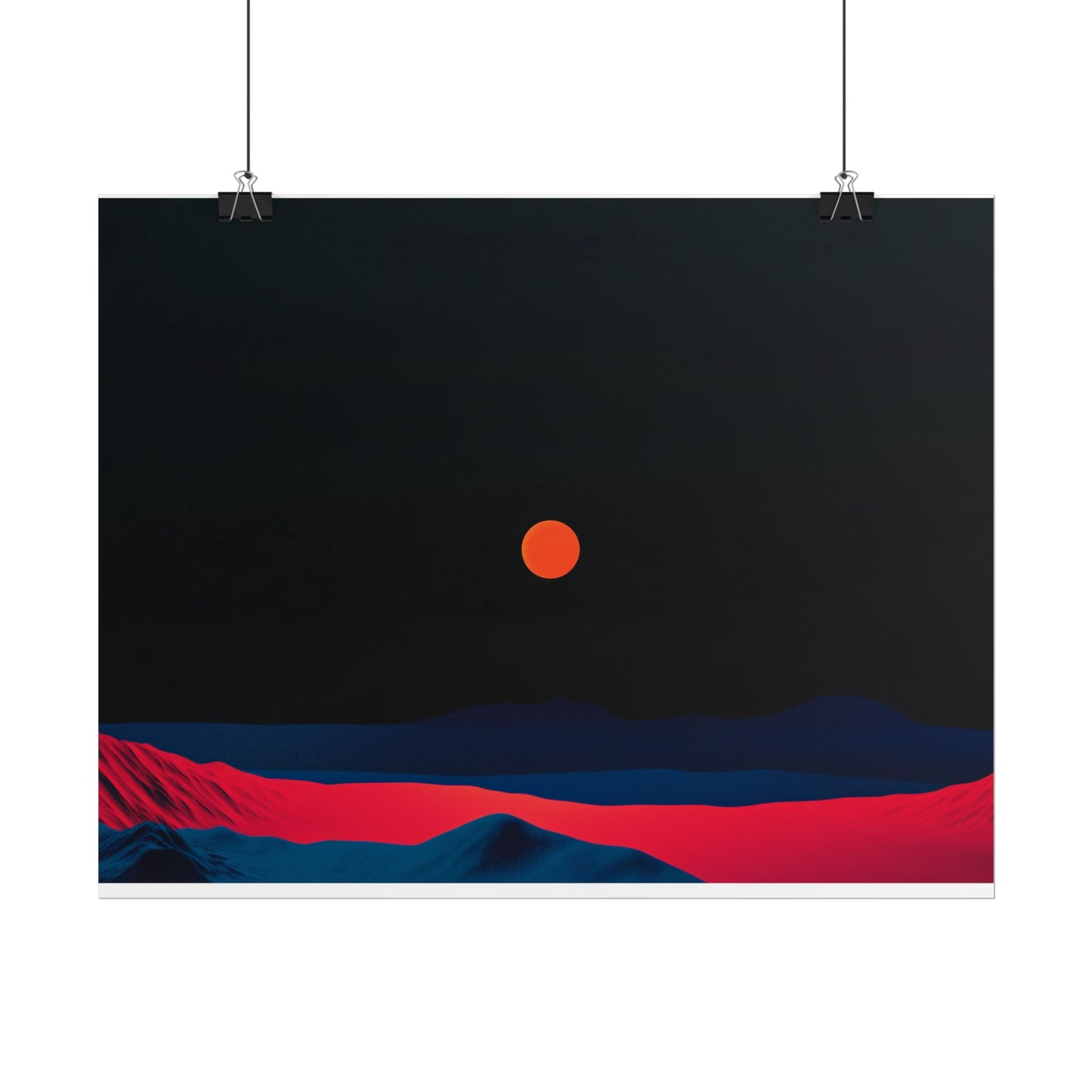 Blood Moon Over Fiery Mountains - Abstract Art Print