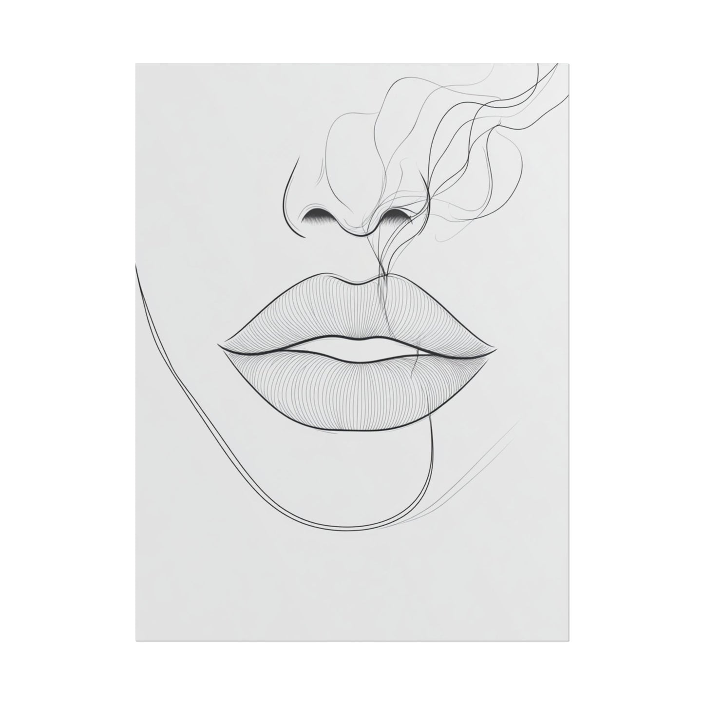 Whispers of Elegance - Abstract Line Art of Lips