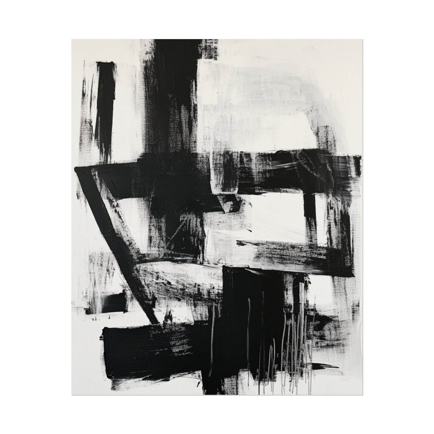 Monochrome Symphony - Abstract Black and White Art Print