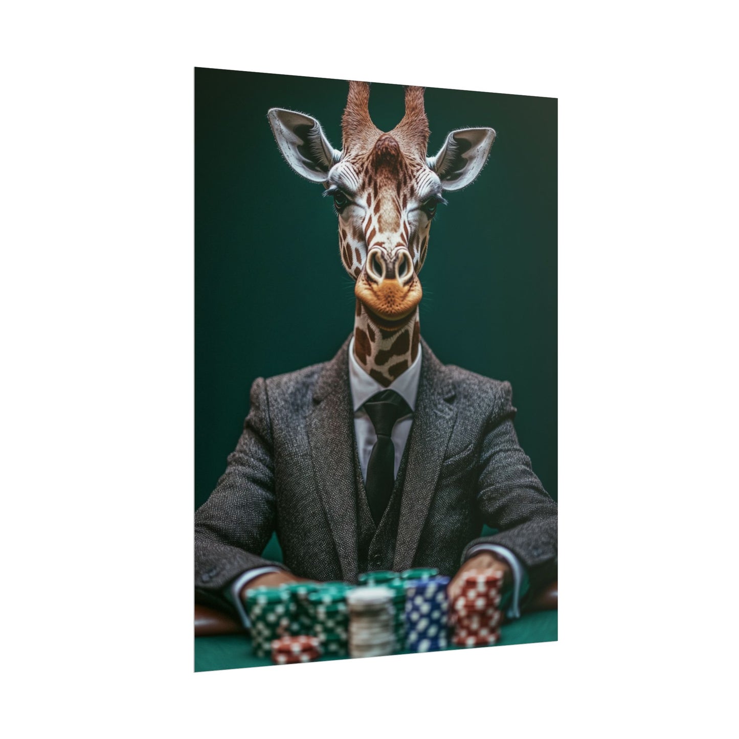 Poker Face Giraffe - Abstract Art with a Playful Twist