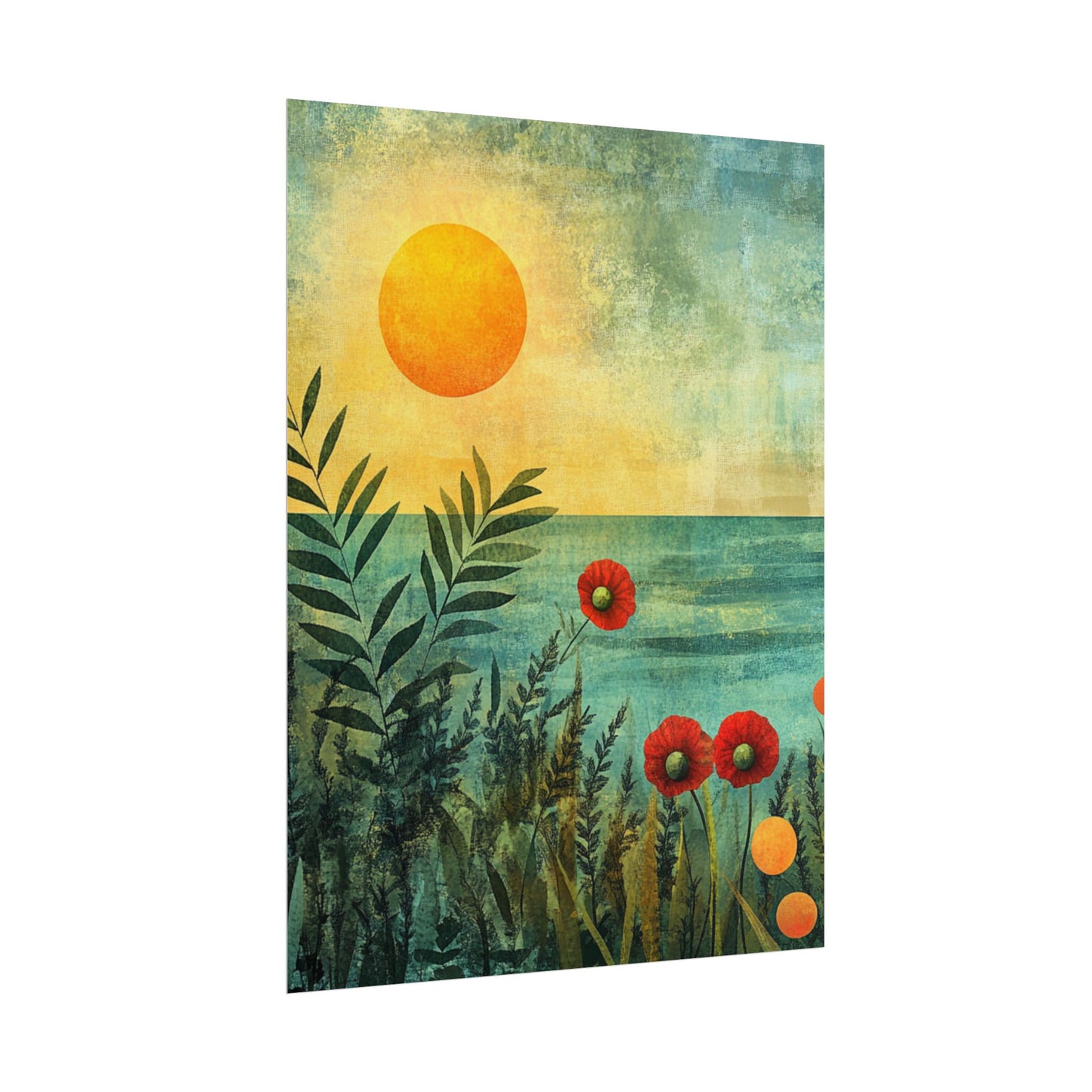 Sunrise Serenity - Abstract Coastal Floral Art Print