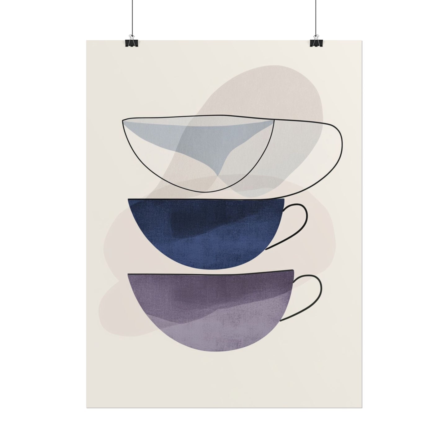 Minimalist Teacups - Abstract Modern Art Print