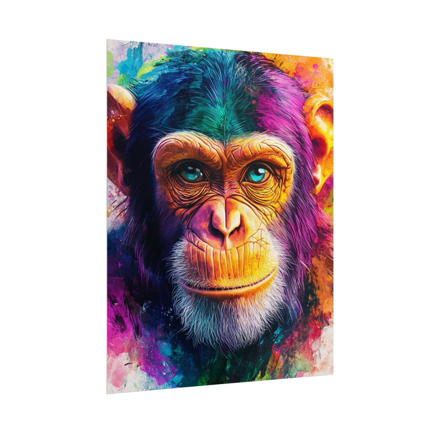 Vibrant Primate - Abstract Portrait of a Chimpanzee