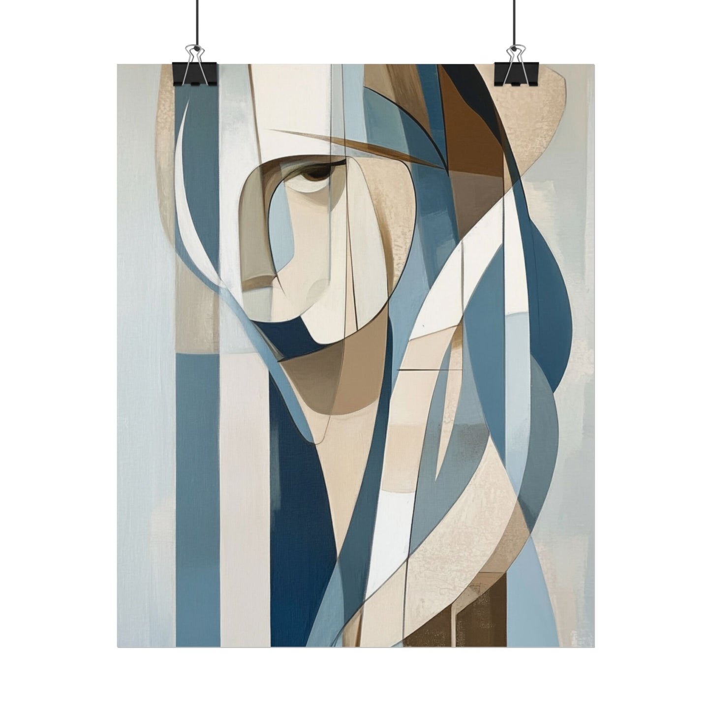 Contemplation in Blue - Modern Abstract Portrait