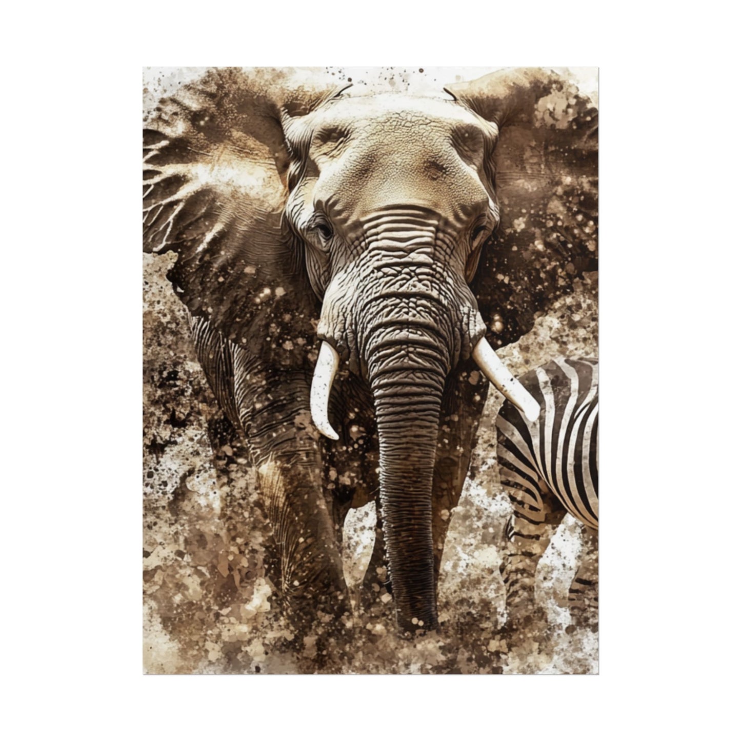 Safari Majesty - Abstract Elephant and Zebra Art Print