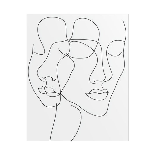 Intertwined Thoughts - Abstract Faces in Line Art