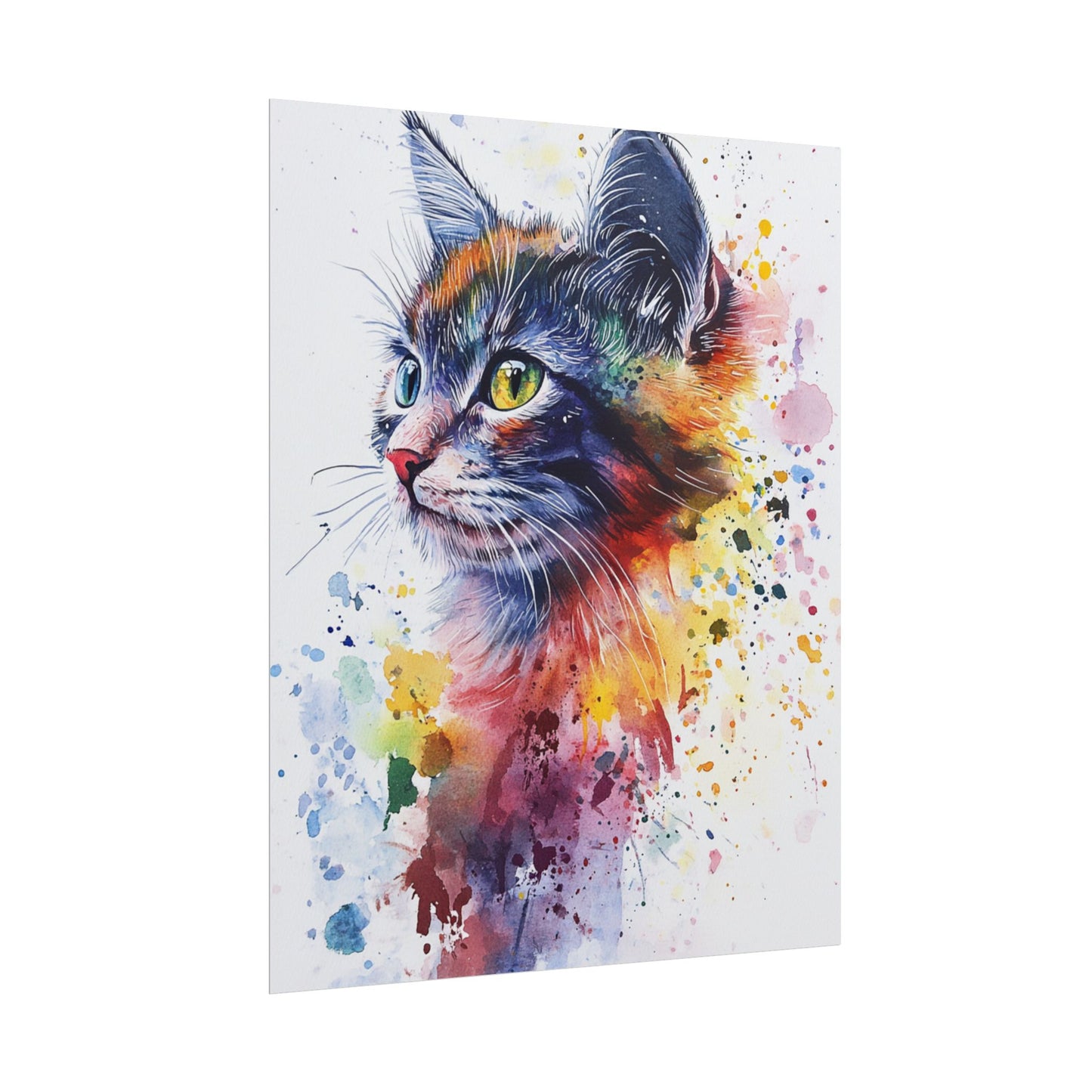 Vibrant Feline - Abstract Watercolour Cat Art Print