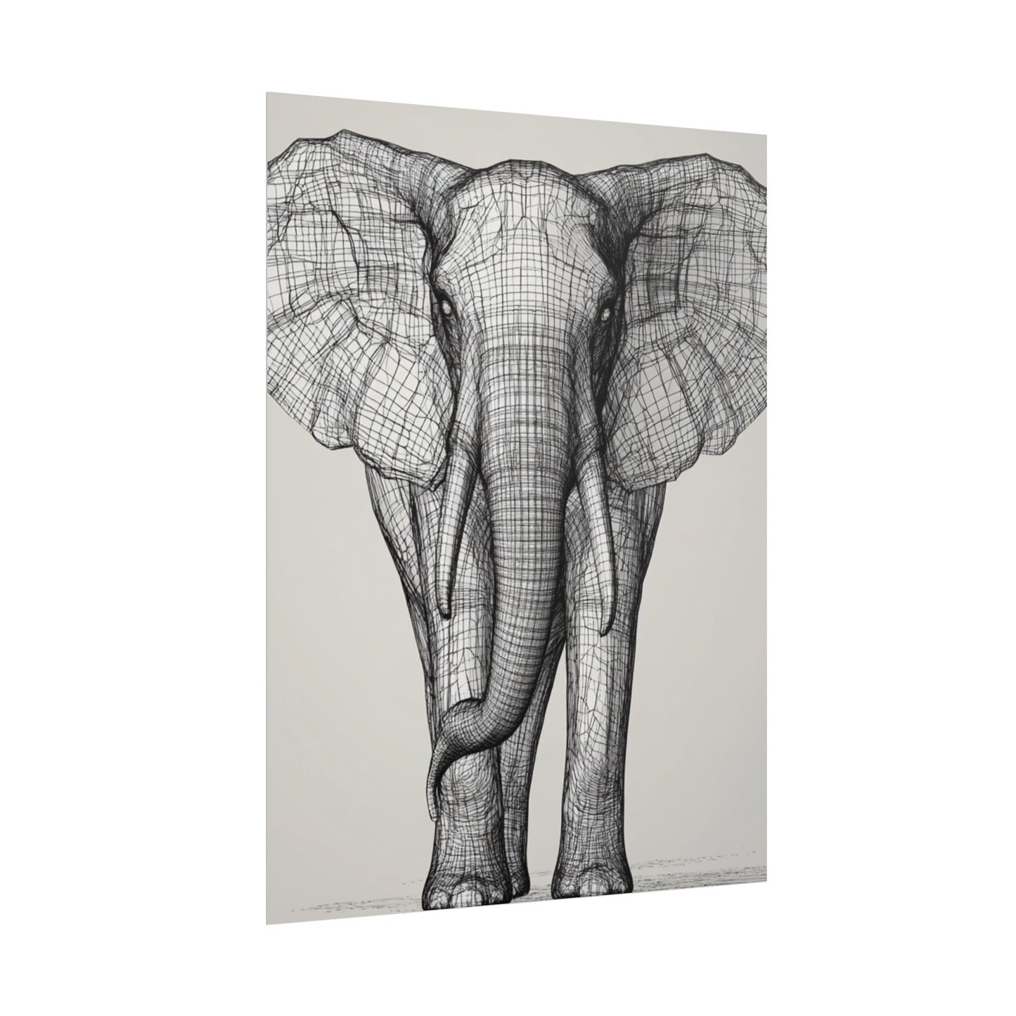 Majestic Lines - Abstract Elephant Wireframe Art