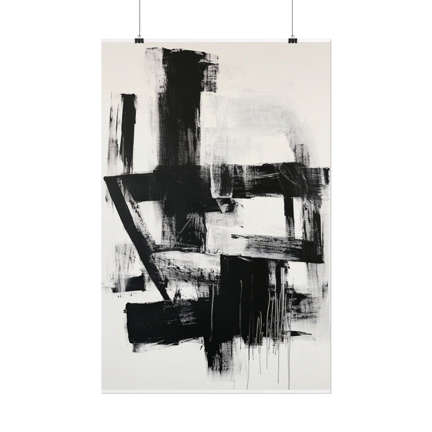 Monochrome Symphony - Abstract Black and White Art Print