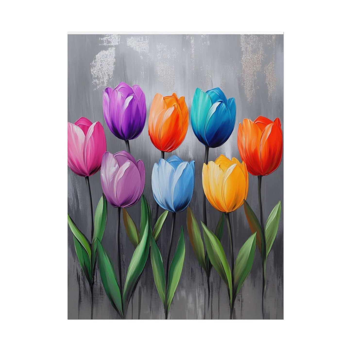 Colourful Tulips - Abstract Floral Art Print