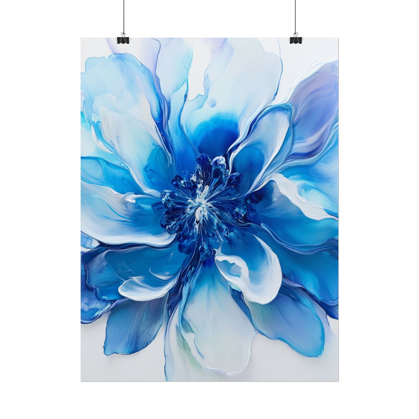 Ethereal Bloom - Abstract Blue Floral Art Print