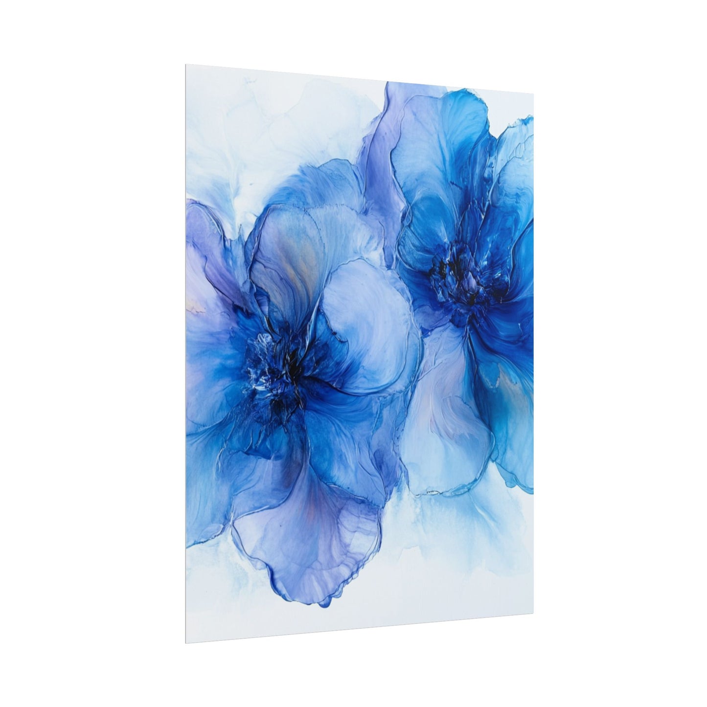 Ethereal Duo - Abstract Floral Art in Shades of Blue