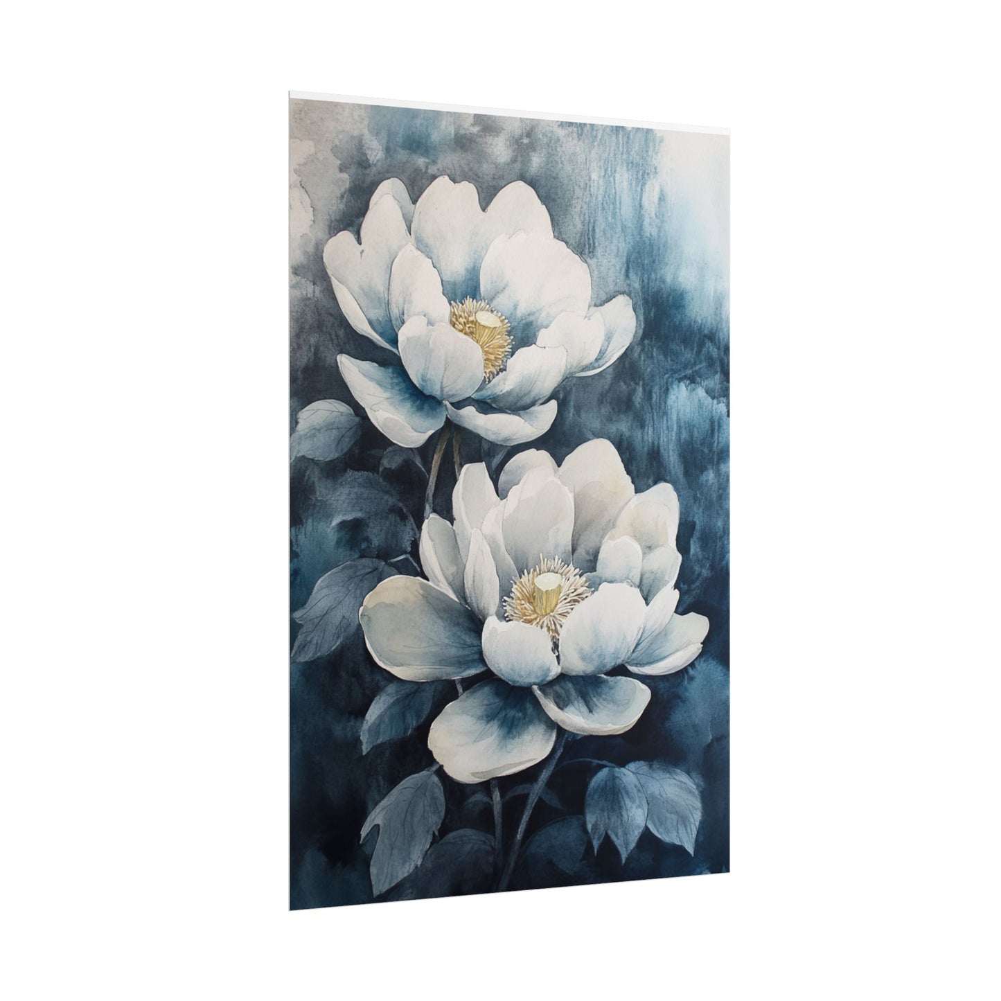 Elegant White Blooms - Abstract Floral Watercolour Print