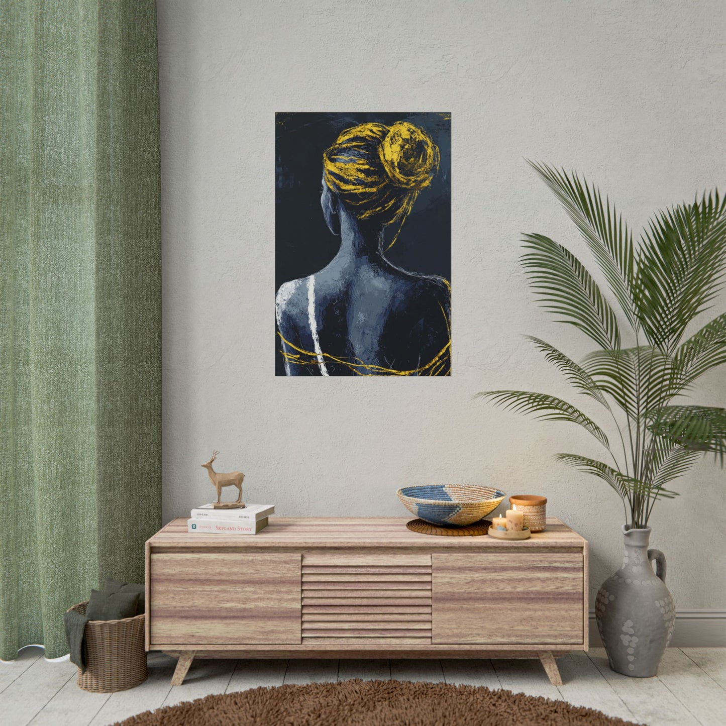 Golden Embrace - Abstract Portrait in Blue and Gold