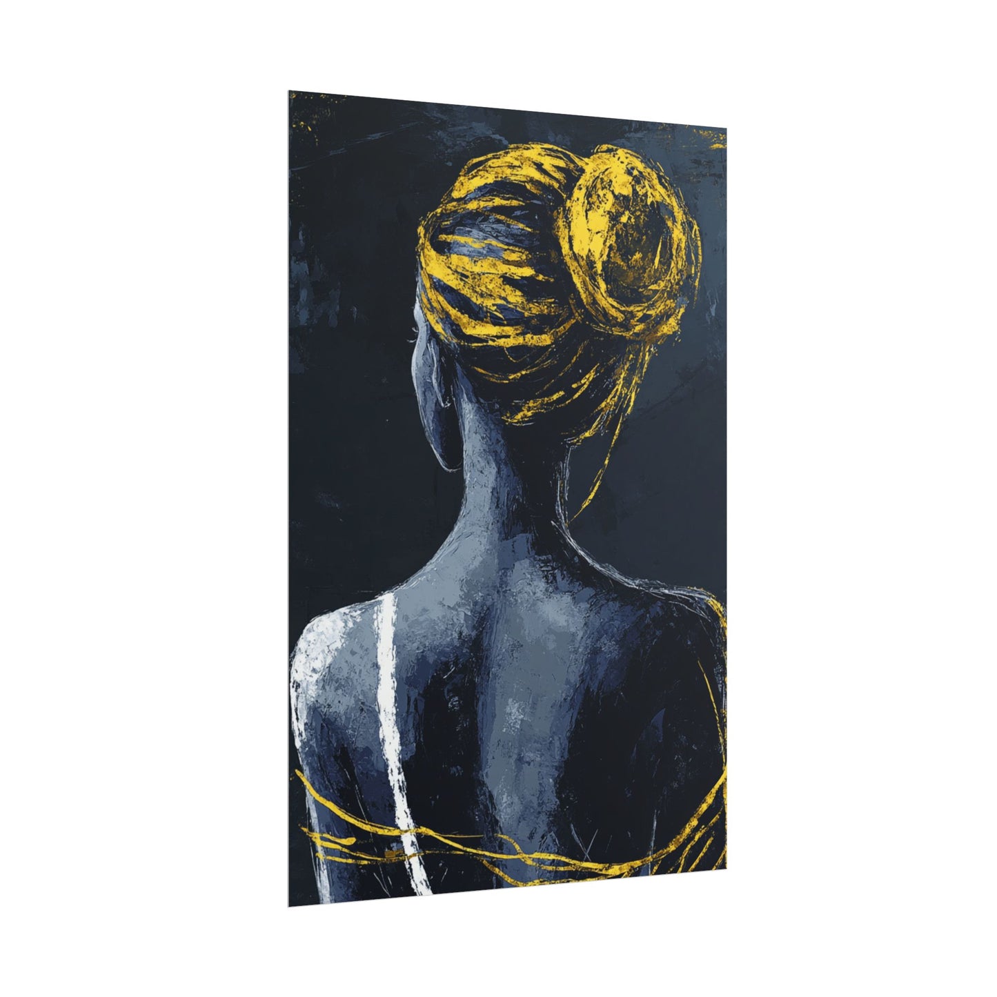 Golden Embrace - Abstract Portrait in Blue and Gold