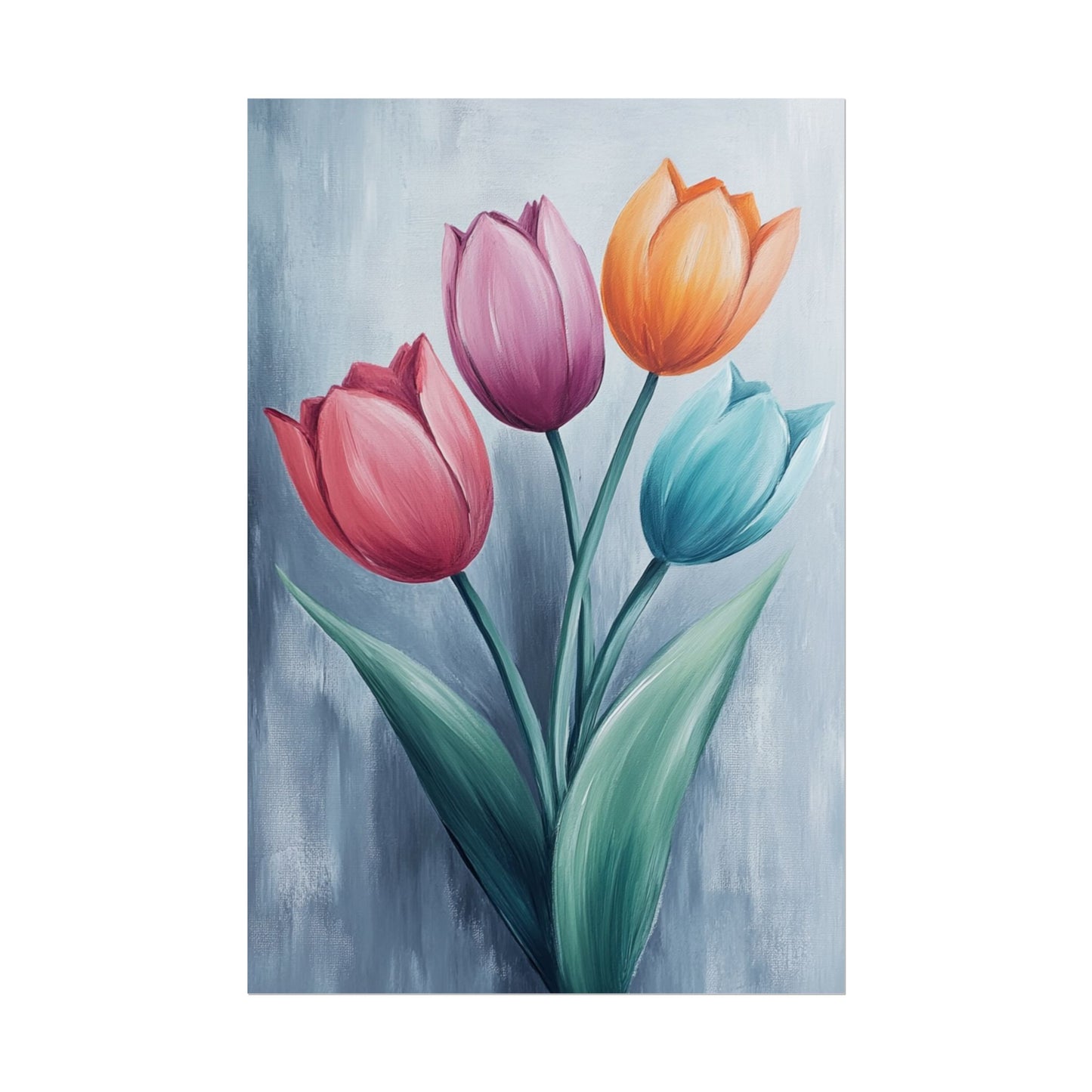 Colourful Tulip Quartet - Abstract Floral Art Print