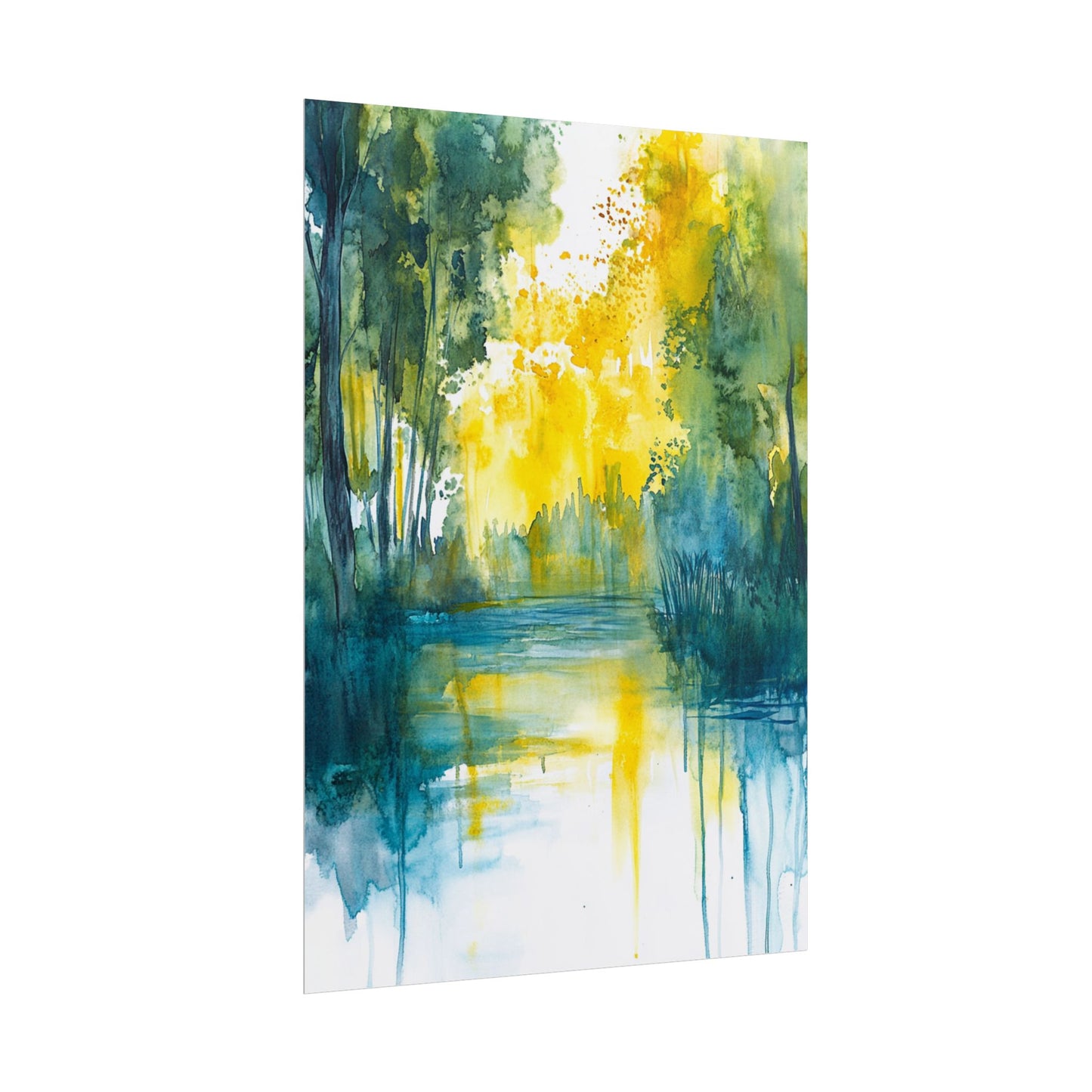 Radiant Reflections - Abstract Woodland Watercolour