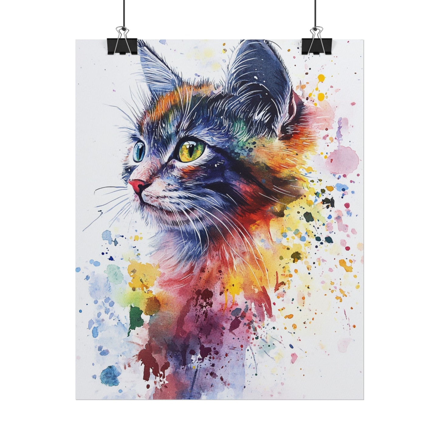 Vibrant Feline - Abstract Watercolour Cat Art Print