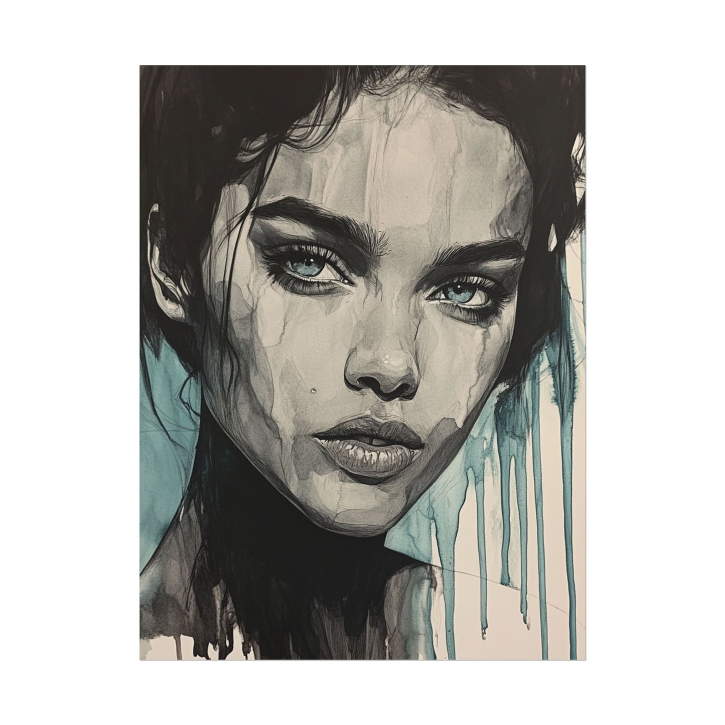 Stormy Gaze - Abstract Portrait Print