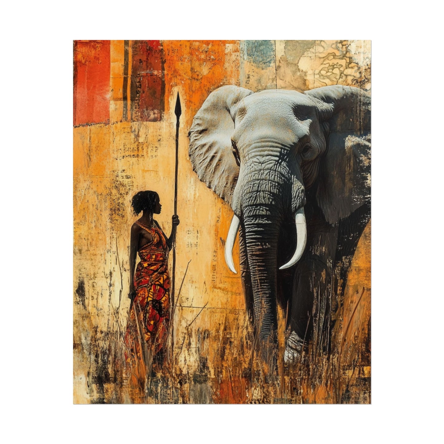 Majestic Encounter - Abstract African Art Print