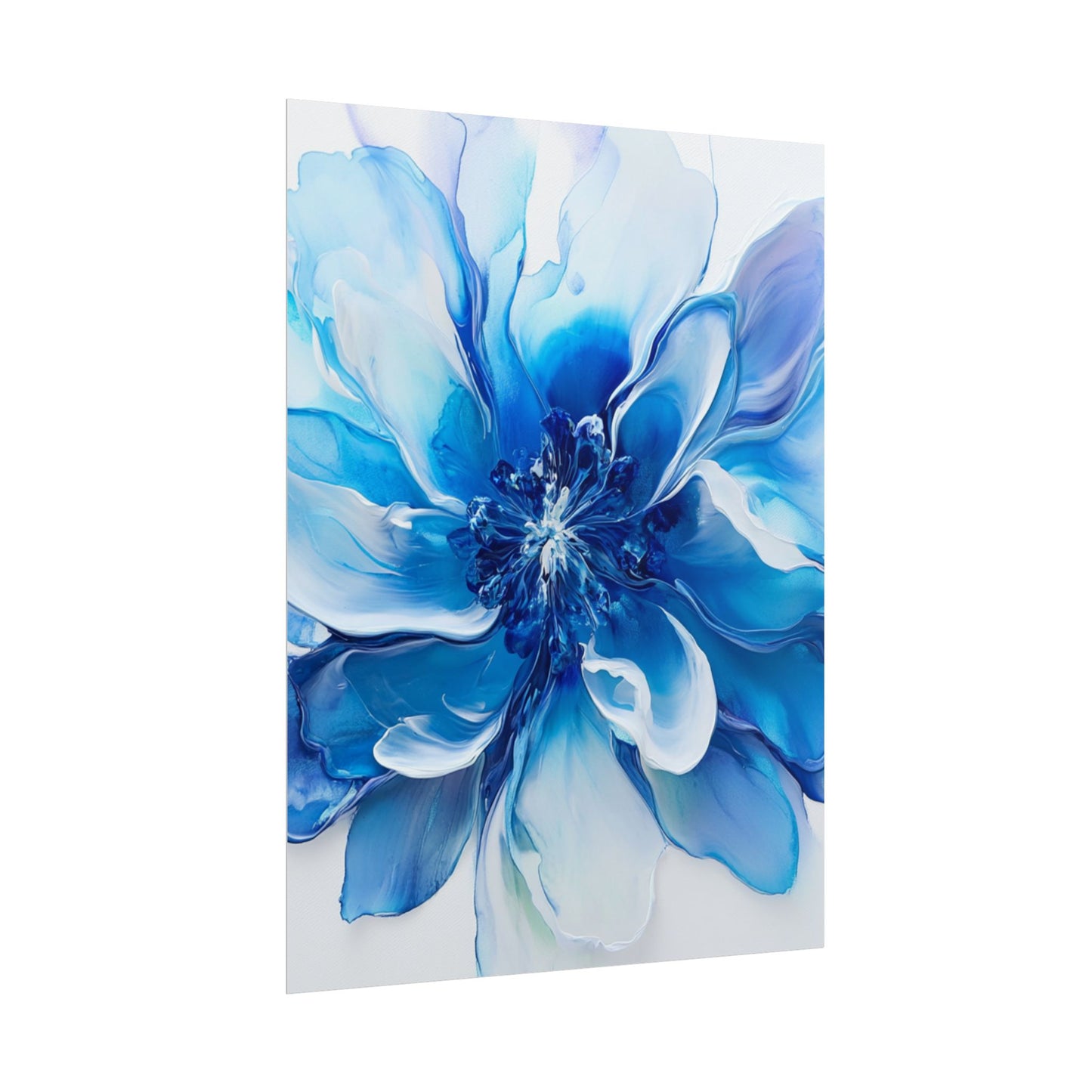 Ethereal Bloom - Abstract Blue Floral Art Print