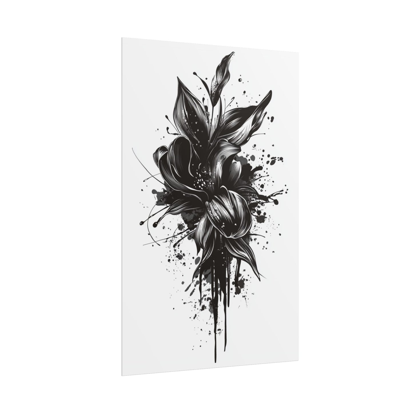 Monochrome Blossom - Abstract Floral Art Print