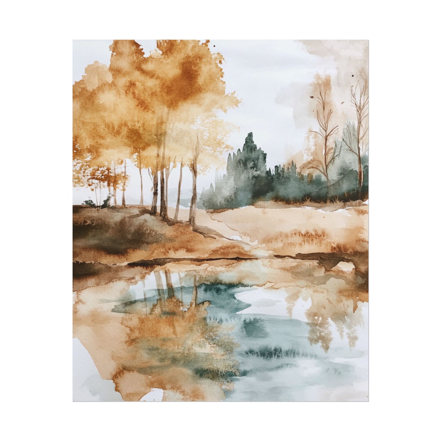 Autumn Serenity - Abstract Landscape Watercolour