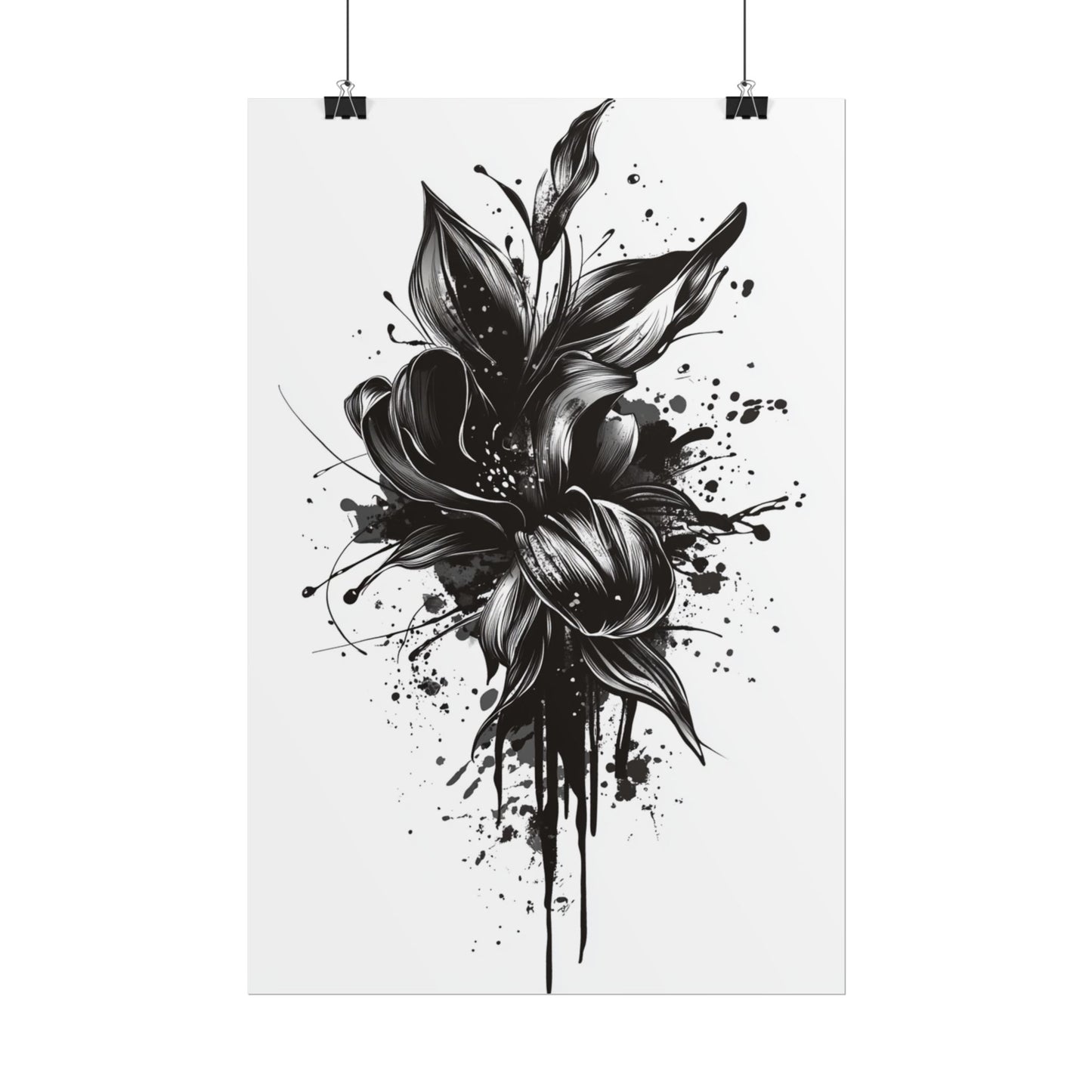 Monochrome Blossom - Abstract Floral Art Print