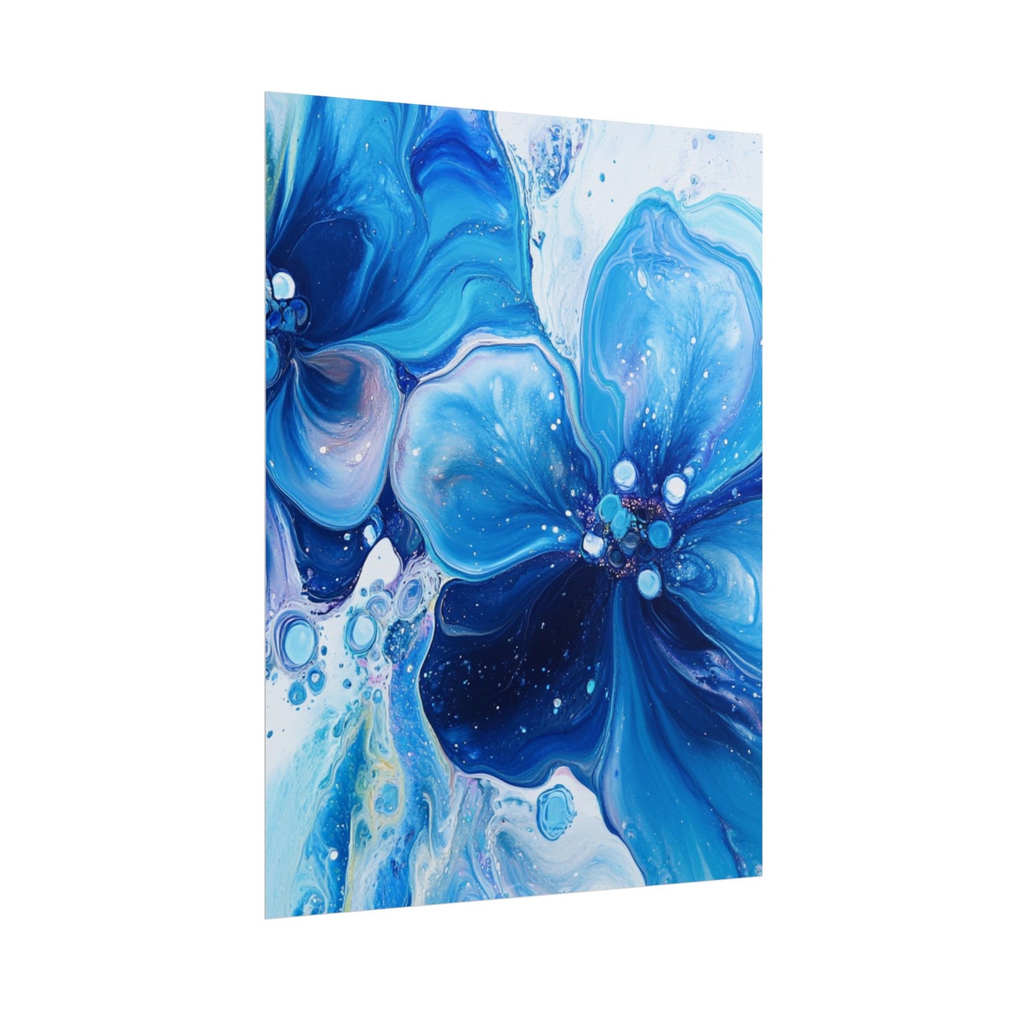 Celestial Bloom - Abstract Floral Art Print in Shades of Blue