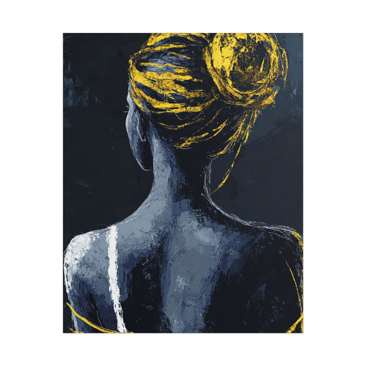 Golden Embrace - Abstract Portrait in Blue and Gold