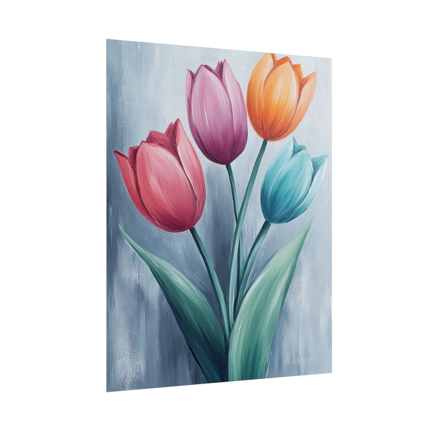 Colourful Tulip Quartet - Abstract Floral Art Print