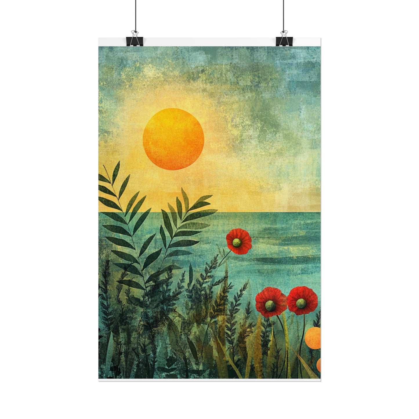 Sunrise Serenity - Abstract Coastal Floral Art Print