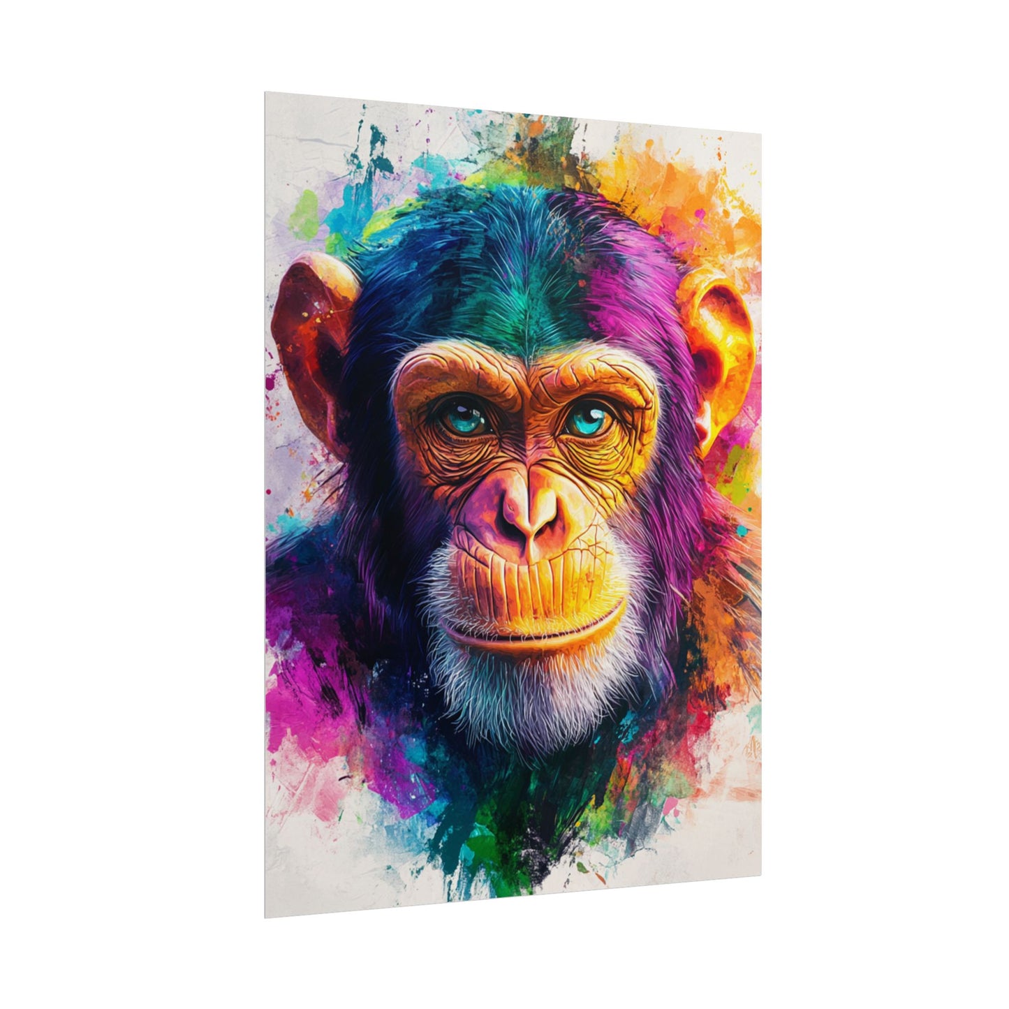 Vibrant Primate - Abstract Portrait of a Chimpanzee