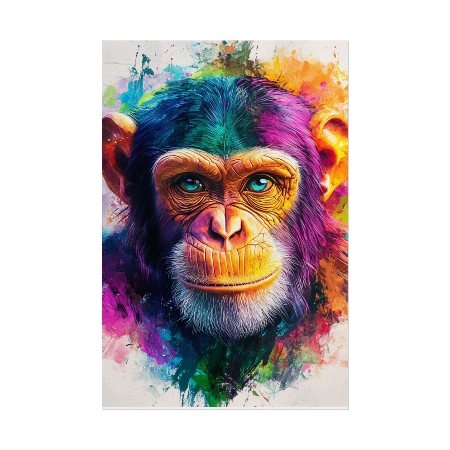 Vibrant Primate - Abstract Portrait of a Chimpanzee