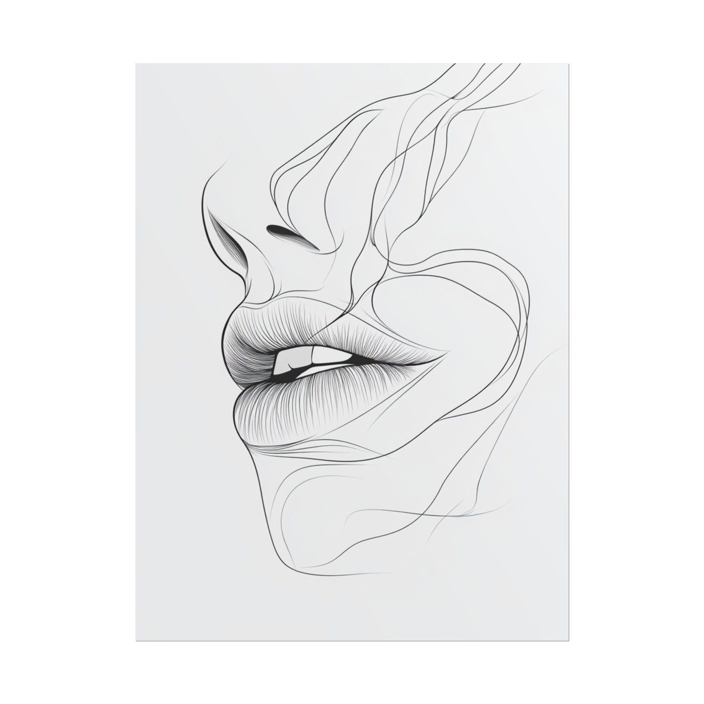 Echoes of Simplicity - Minimalist Abstract Lips Line Art