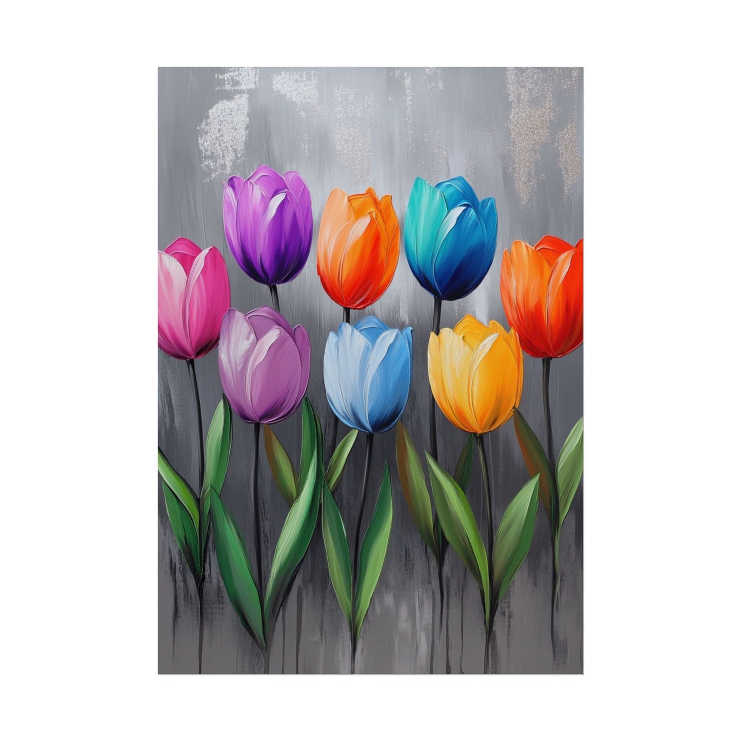 Colourful Tulips - Abstract Floral Art Print