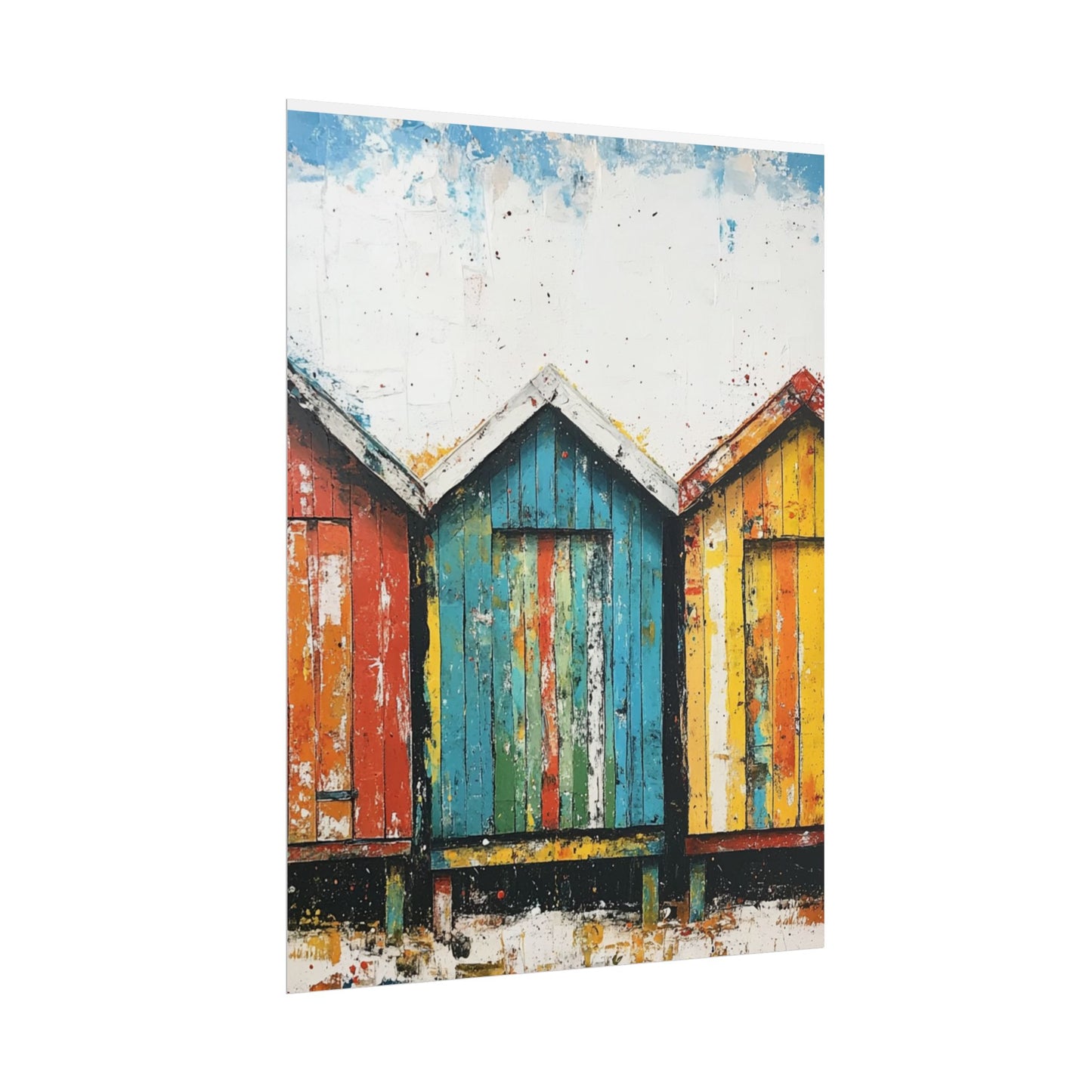 Vibrant Beach Huts - Coastal Abstract Art Print