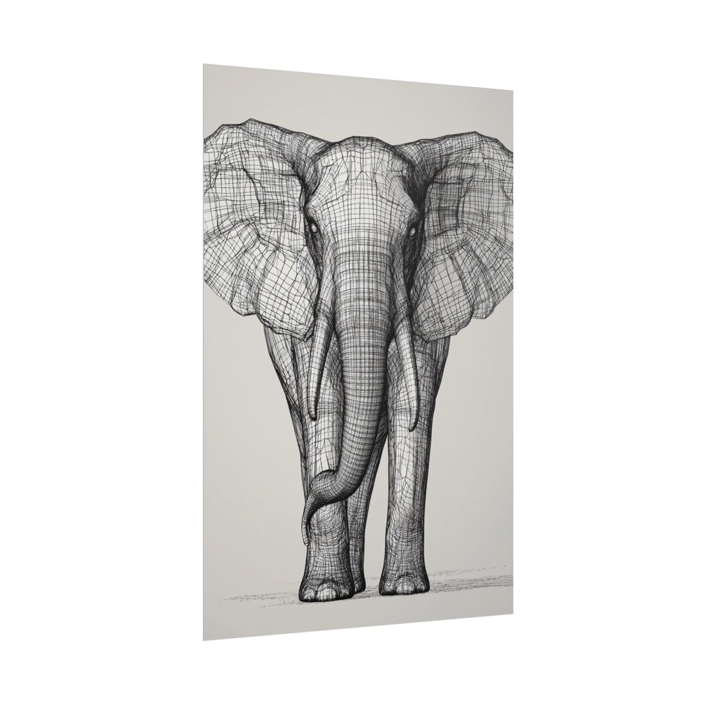 Majestic Lines - Abstract Elephant Wireframe Art