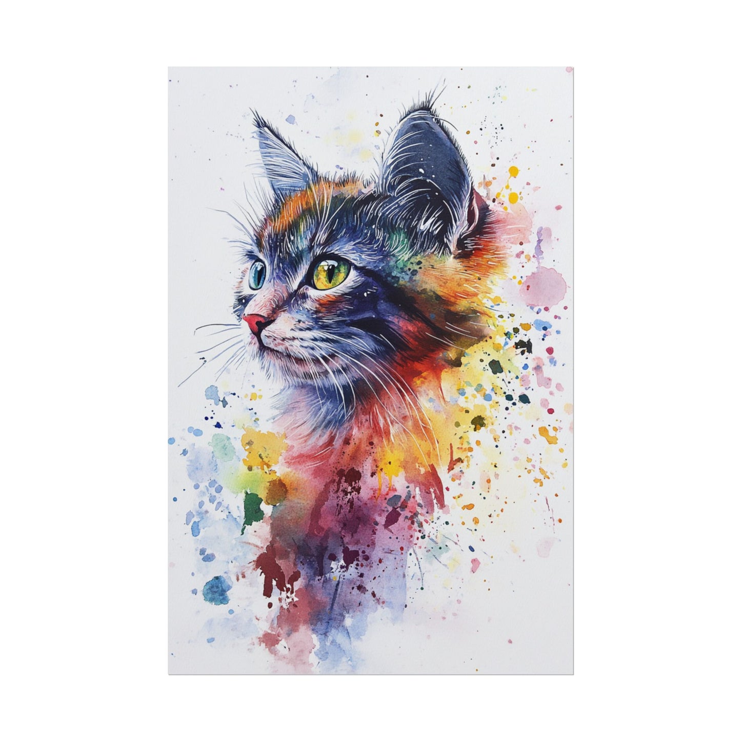 Vibrant Feline - Abstract Watercolour Cat Art Print