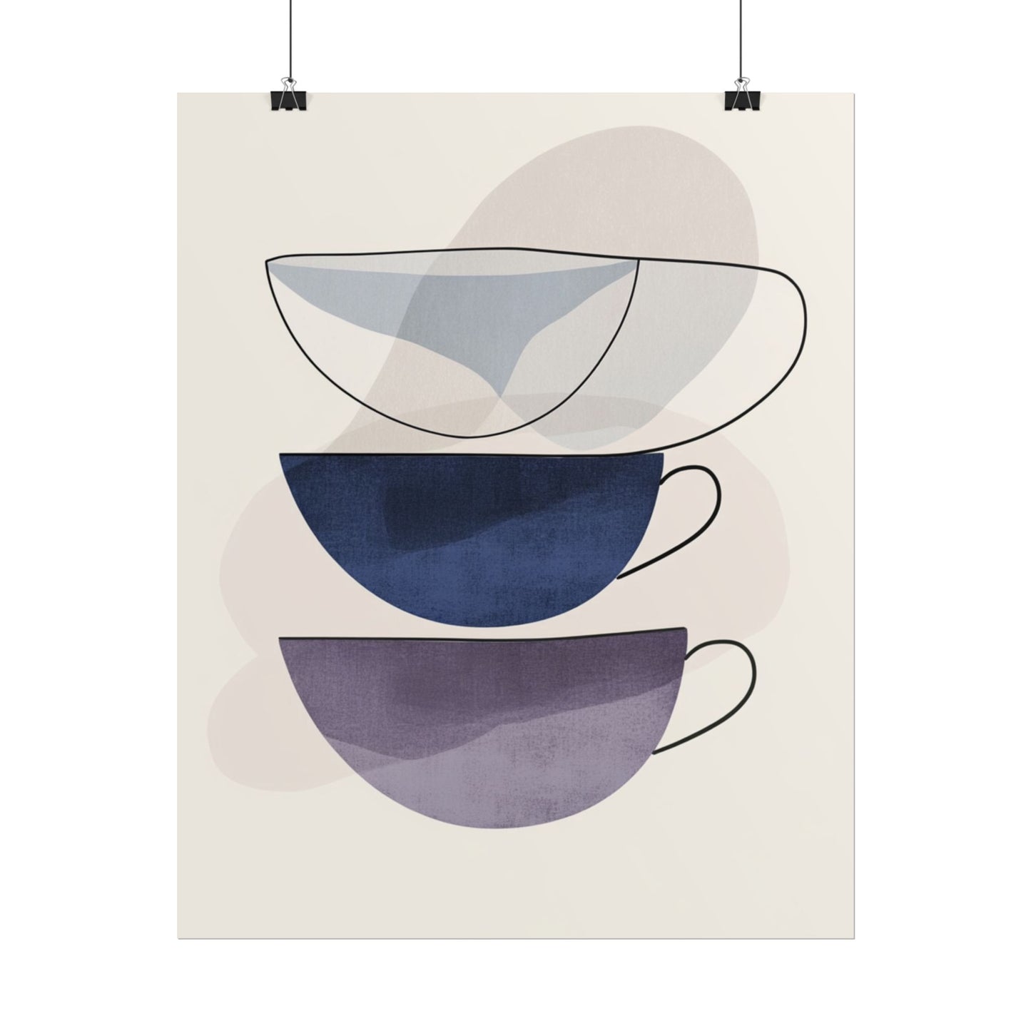 Minimalist Teacups - Abstract Modern Art Print