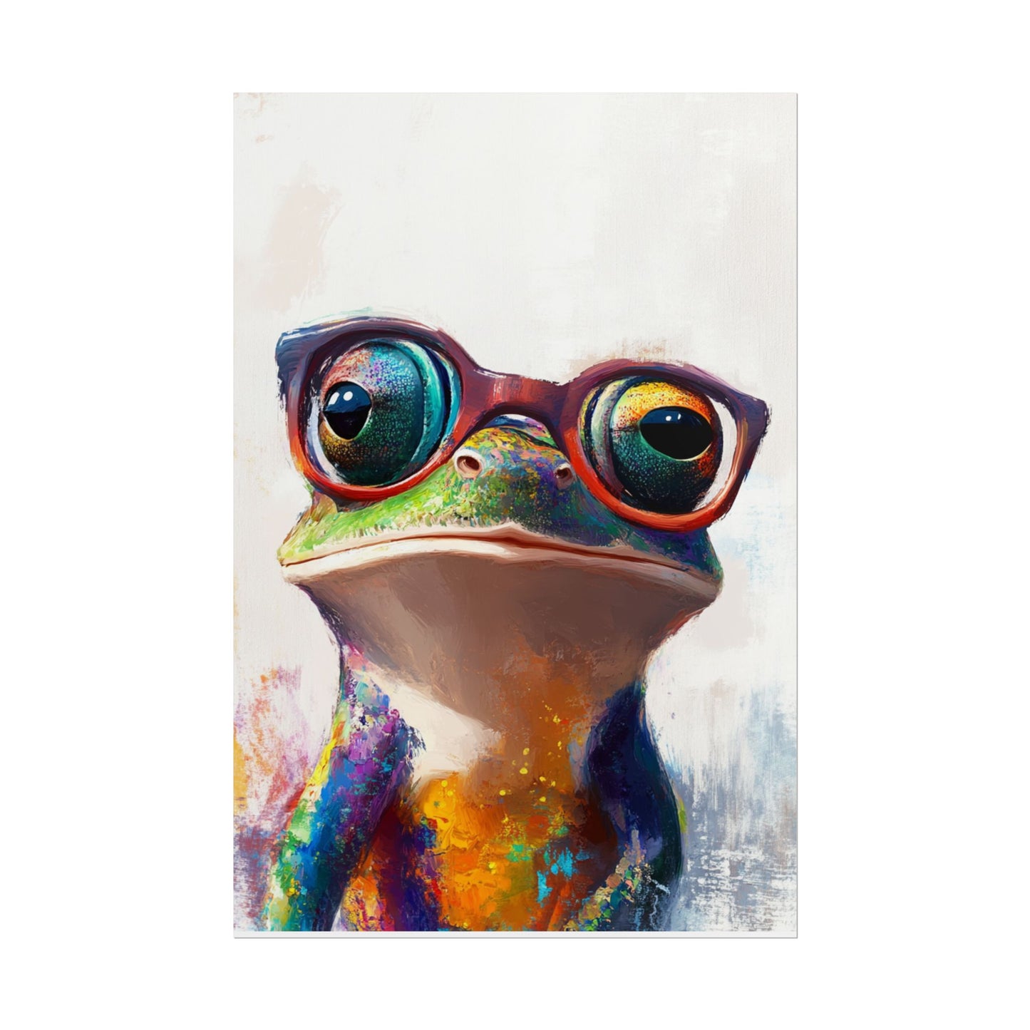 Quirky Frog with Glasses - Vibrant Abstract Animal Art Print