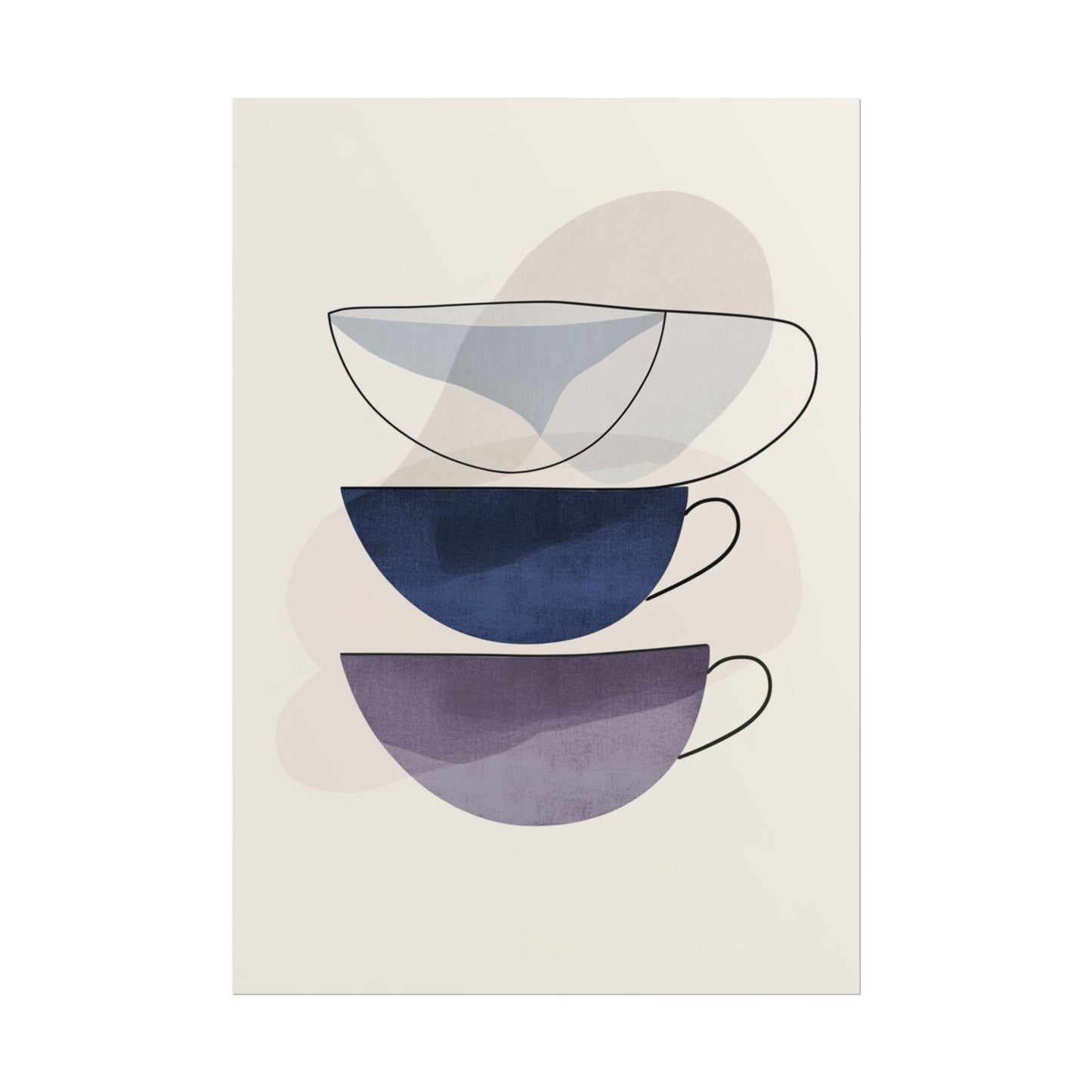 Minimalist Teacups - Abstract Modern Art Print