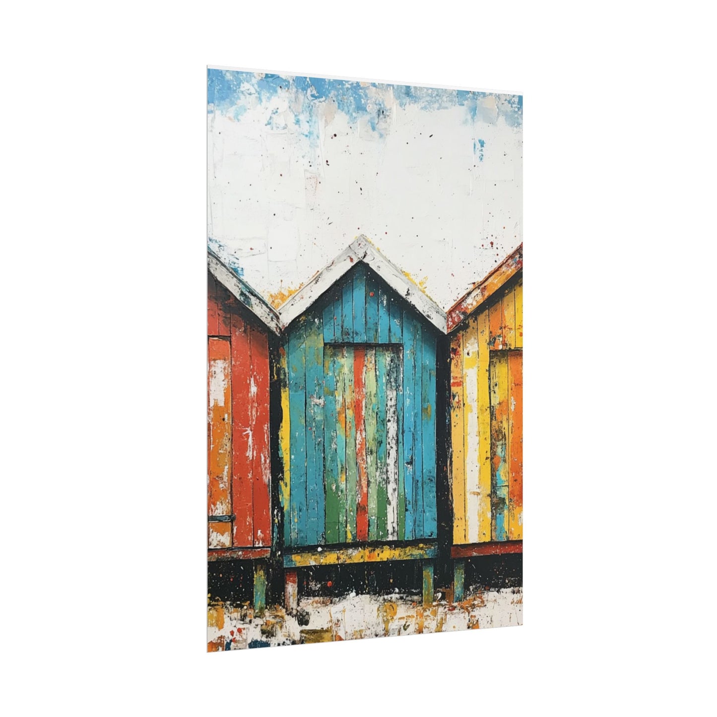 Vibrant Beach Huts - Coastal Abstract Art Print