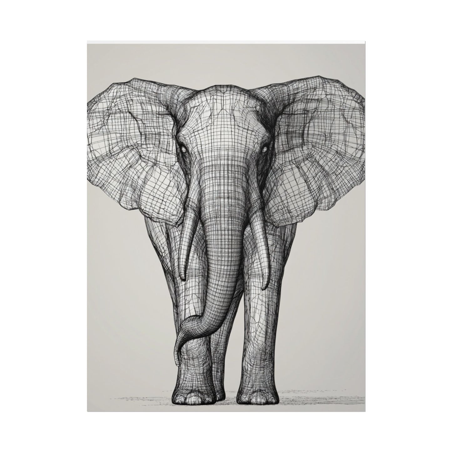 Majestic Lines - Abstract Elephant Wireframe Art