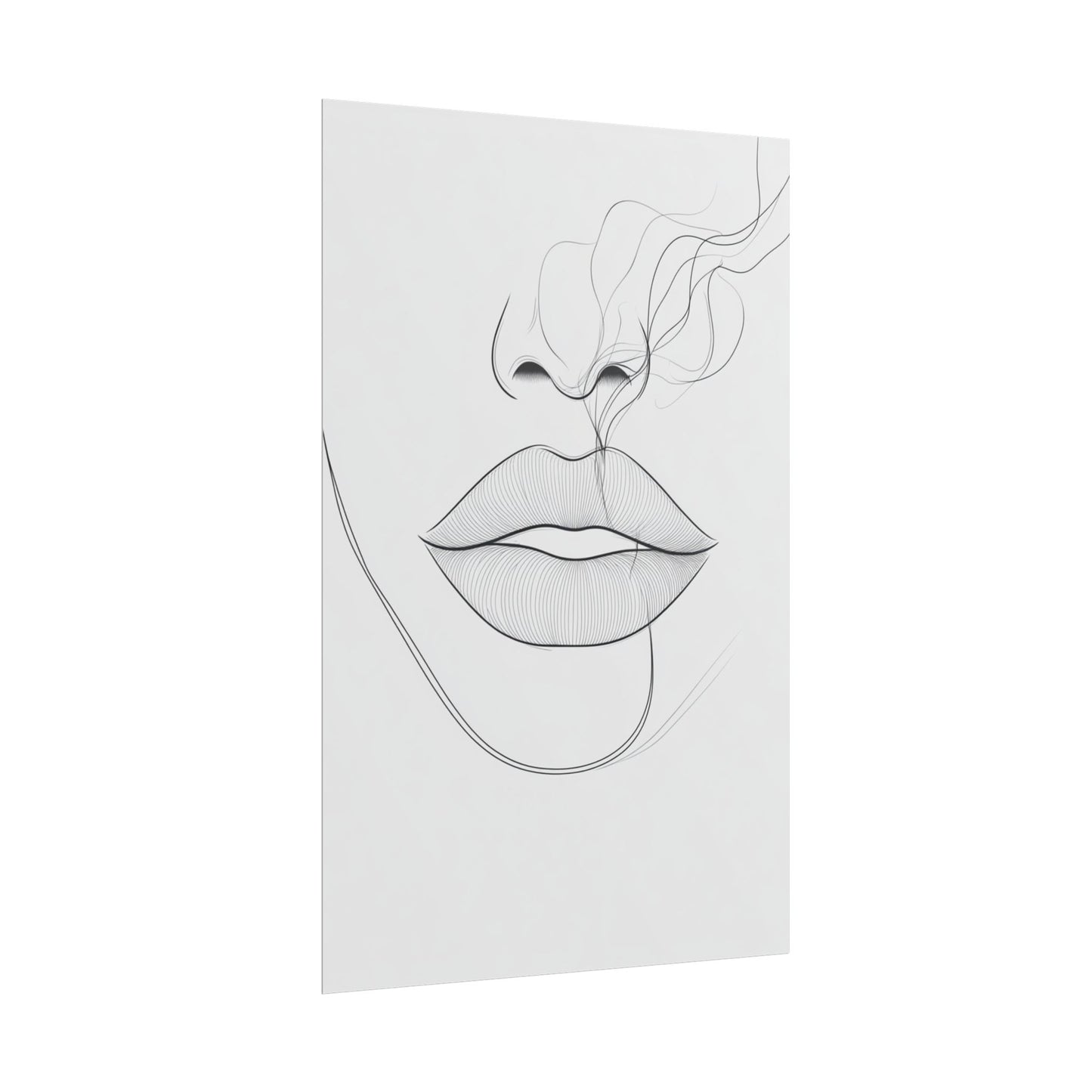 Whispers of Elegance - Abstract Line Art of Lips