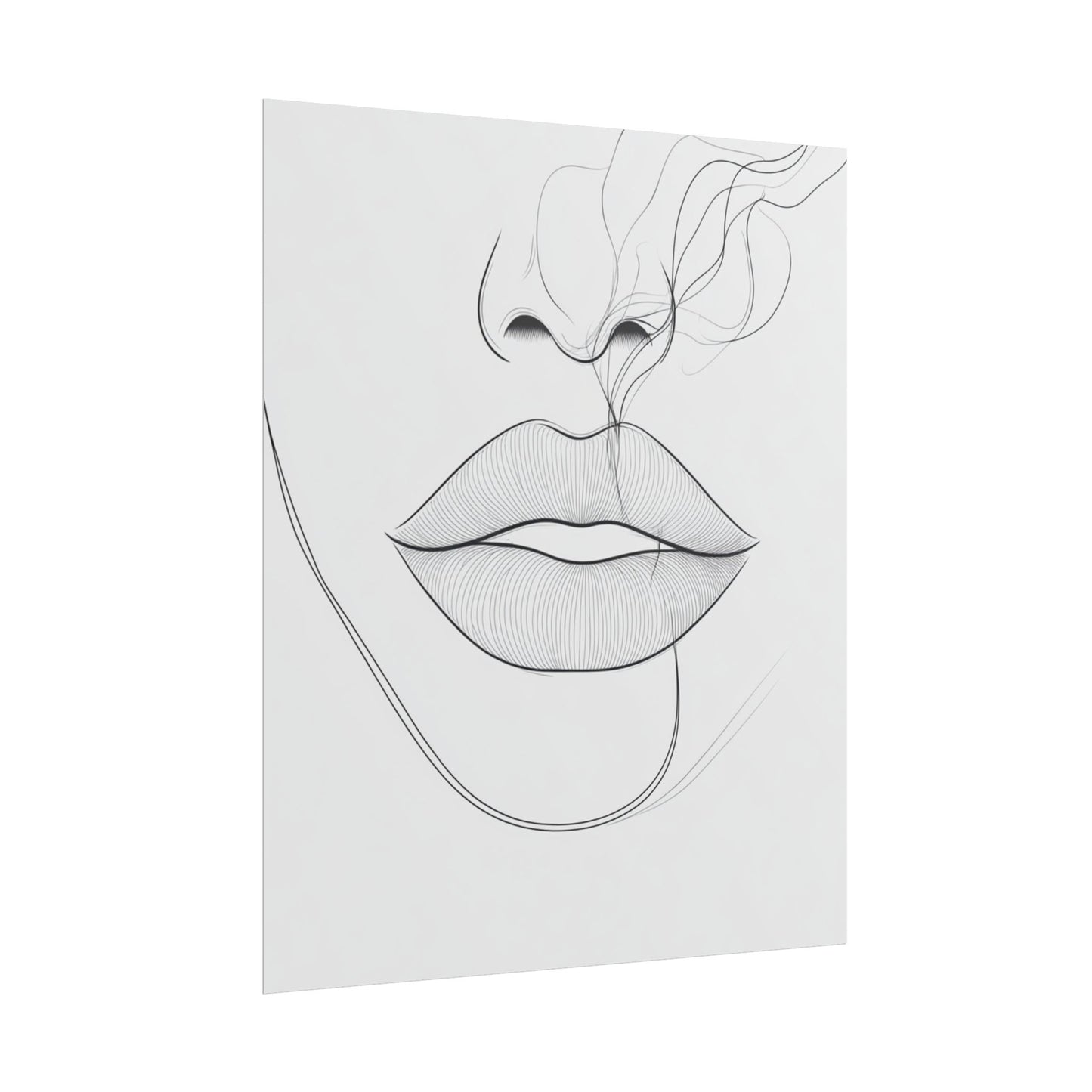 Whispers of Elegance - Abstract Line Art of Lips