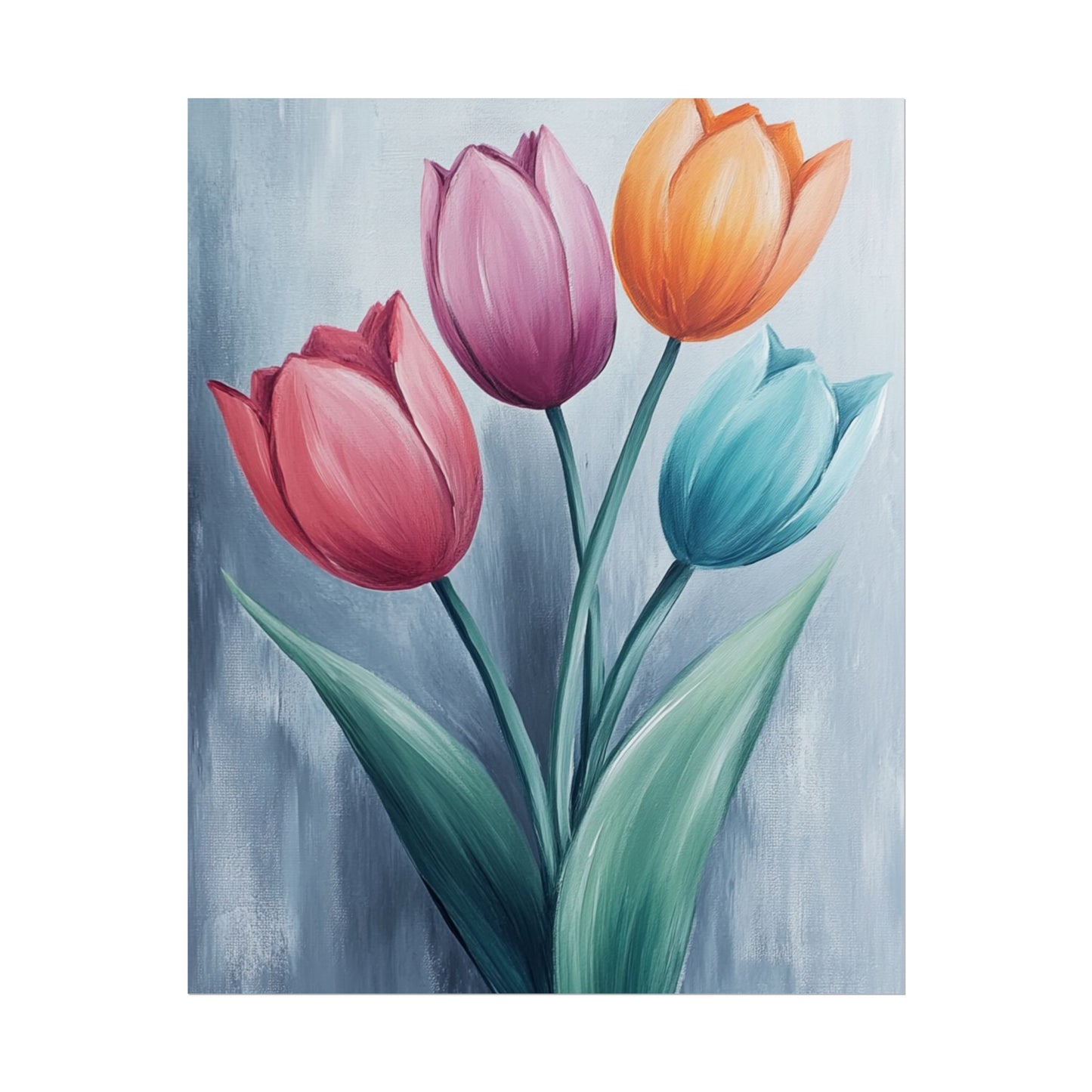 Colourful Tulip Quartet - Abstract Floral Art Print