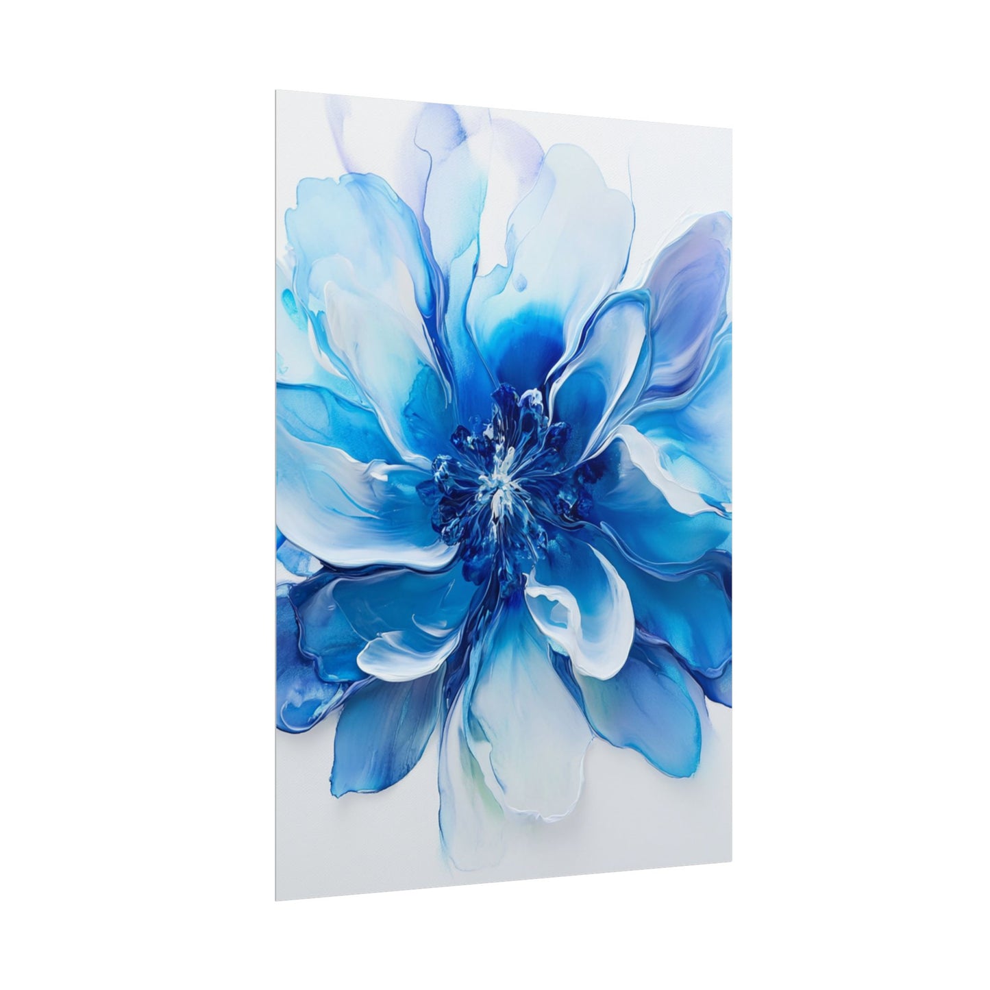 Ethereal Bloom - Abstract Blue Floral Art Print