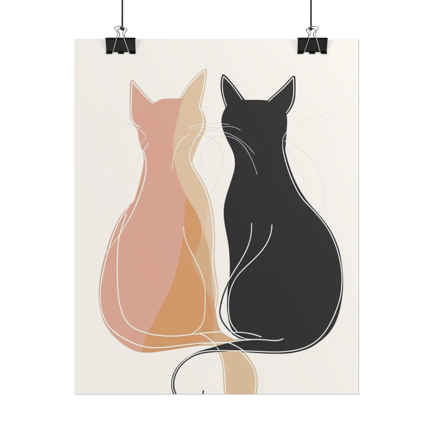 Companions in Silence - Minimalist Abstract Cat Duo