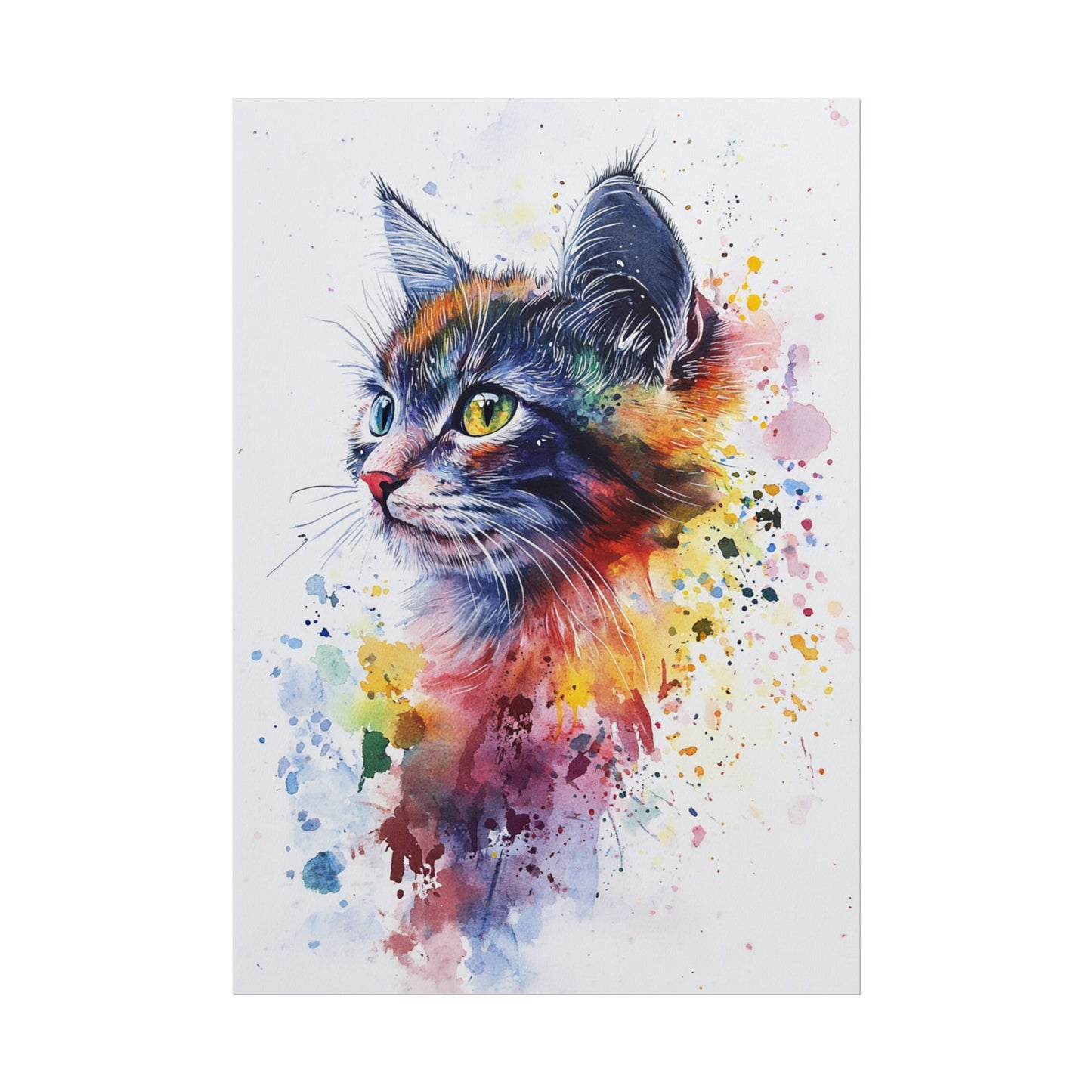 Vibrant Feline - Abstract Watercolour Cat Art Print